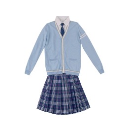 Customized women's suit school uniform design light blue cardigan school uniform women's long-sleeved shirt blue dome plaid aqua plaid knitted sweater British college uniform SSU-001 Customized women's suit school uniform design light blue cardigan school uniform women's long-sleeved shirt blue dome plaid aqua plaid knitted sweater British college uniform SSU-001